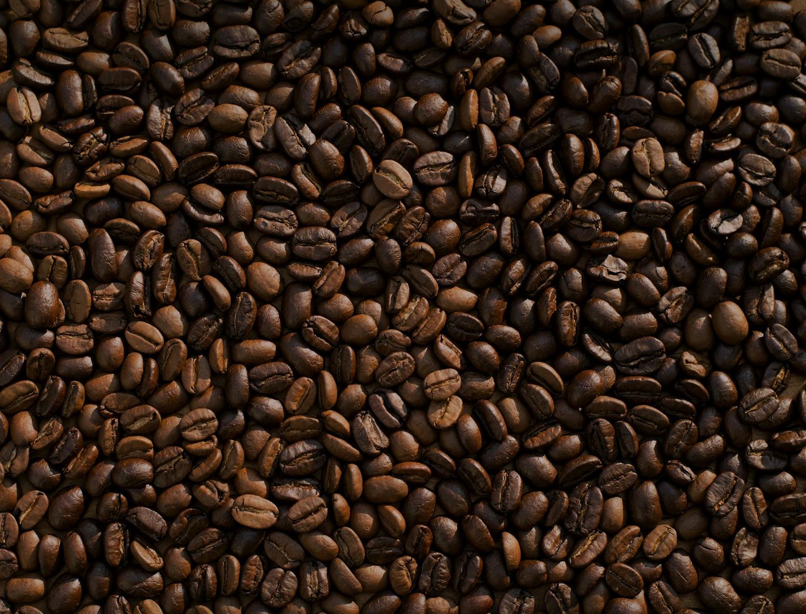 Close view of roasted coffee beans